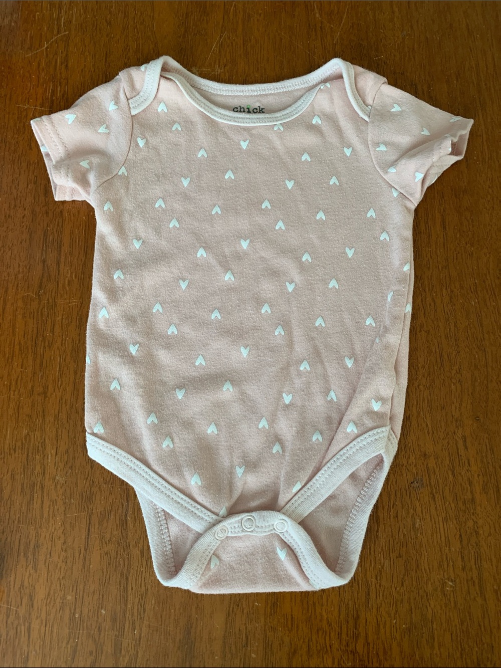 😊FREE😊 chick pea Light Pink Heart Pattern Short Sleeve One-Piece
